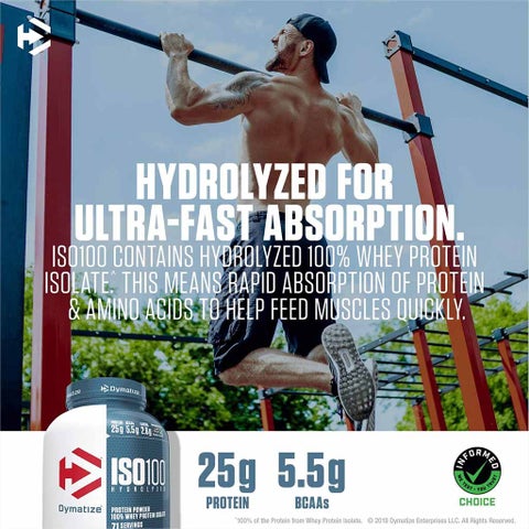Dymatize ISO 100 Fast Absorbing Protein Powder, 100% Whey Protein Isolate, Fudge Brownie, 2.3kg