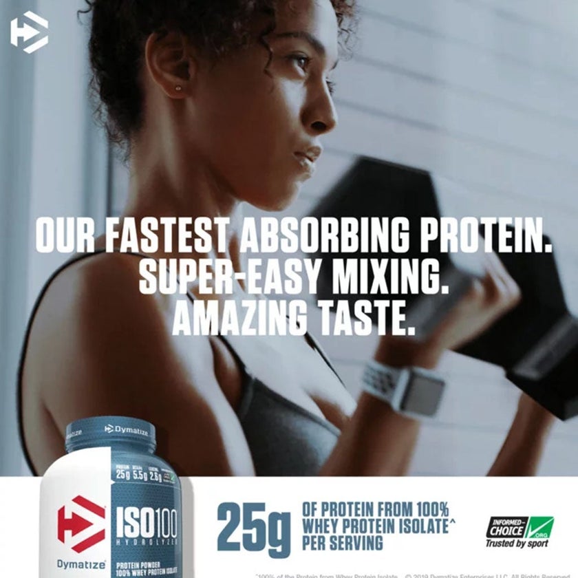 Dymatize ISO 100 Fast Absorbing Protein Powder, 100% Whey Protein Isolate, Strawberry, 2.3kg