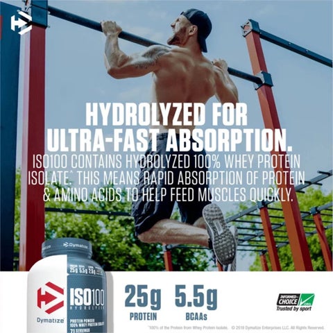 Dymatize ISO 100 Fast Absorbing Protein Powder, 100% Whey Protein Isolate, Strawberry, 2.3kg