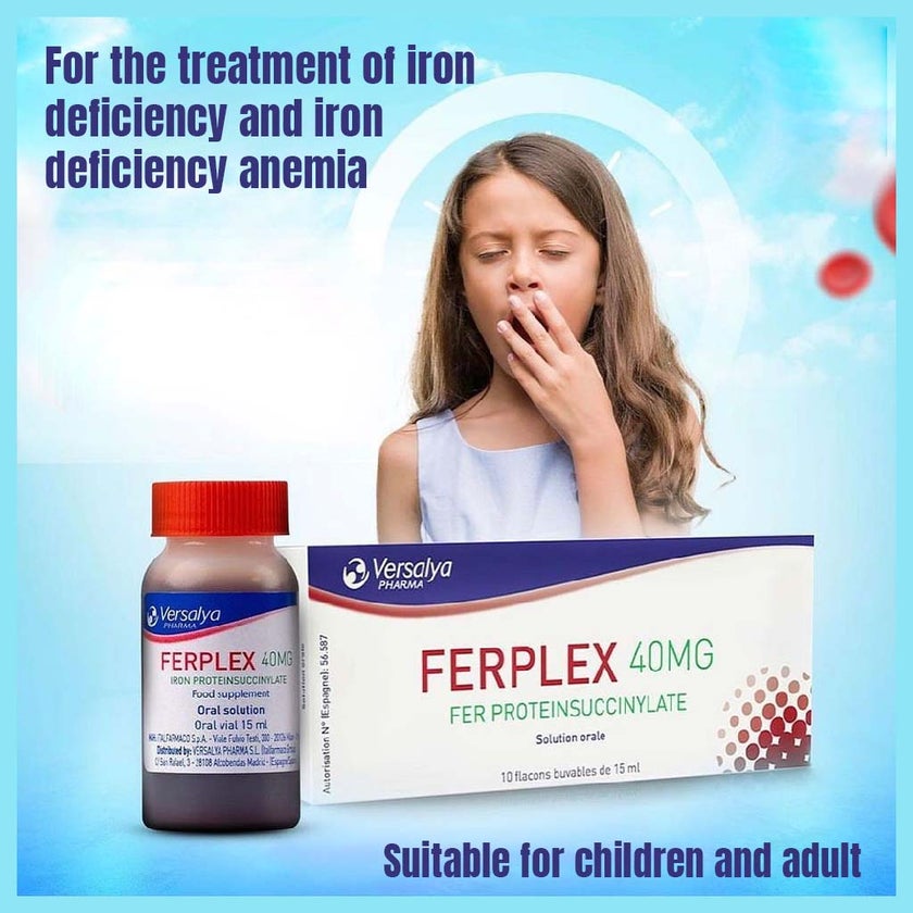 Ferplex 40mg Oral Iron Solution 15ml Vial, Pack of 10's