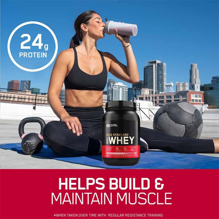 Optimum Nutrition Gold Standard 100% Whey Delicious Strawberry Protein Powder 2lb