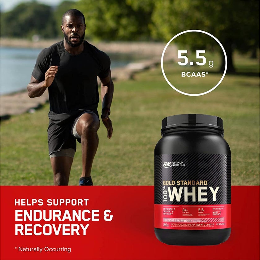 Optimum Nutrition Gold Standard 100% Whey Delicious Strawberry Protein Powder 2lb