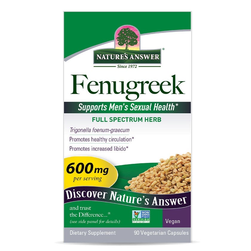 Nature's Answer Fenugreek Seed 600mg Vegan Capsules For Men's Sexual Health, Pack of 90's