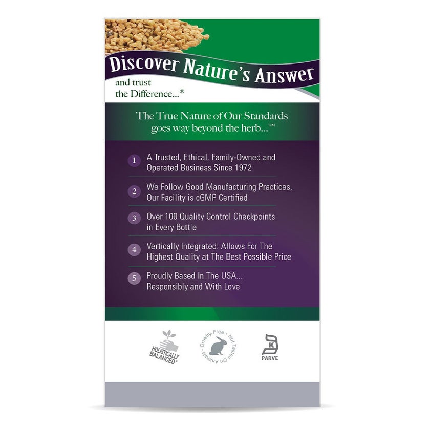 Nature's Answer Fenugreek Seed 600mg Vegan Capsules For Men's Sexual Health, Pack of 90's