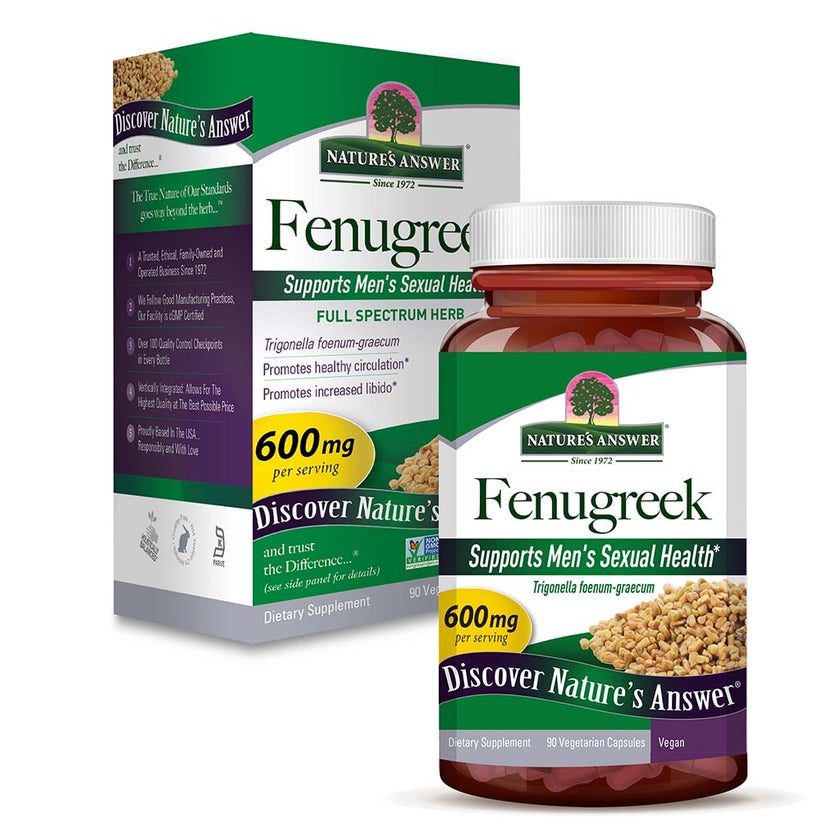 Nature's Answer Fenugreek Seed 600mg Vegan Capsules For Men's Sexual Health, Pack of 90's