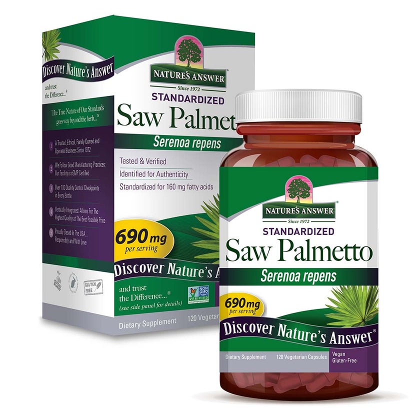 Nature's Answer Saw Palmetto 690mg Vegan Capsules For Prostate Health, Pack of 120's