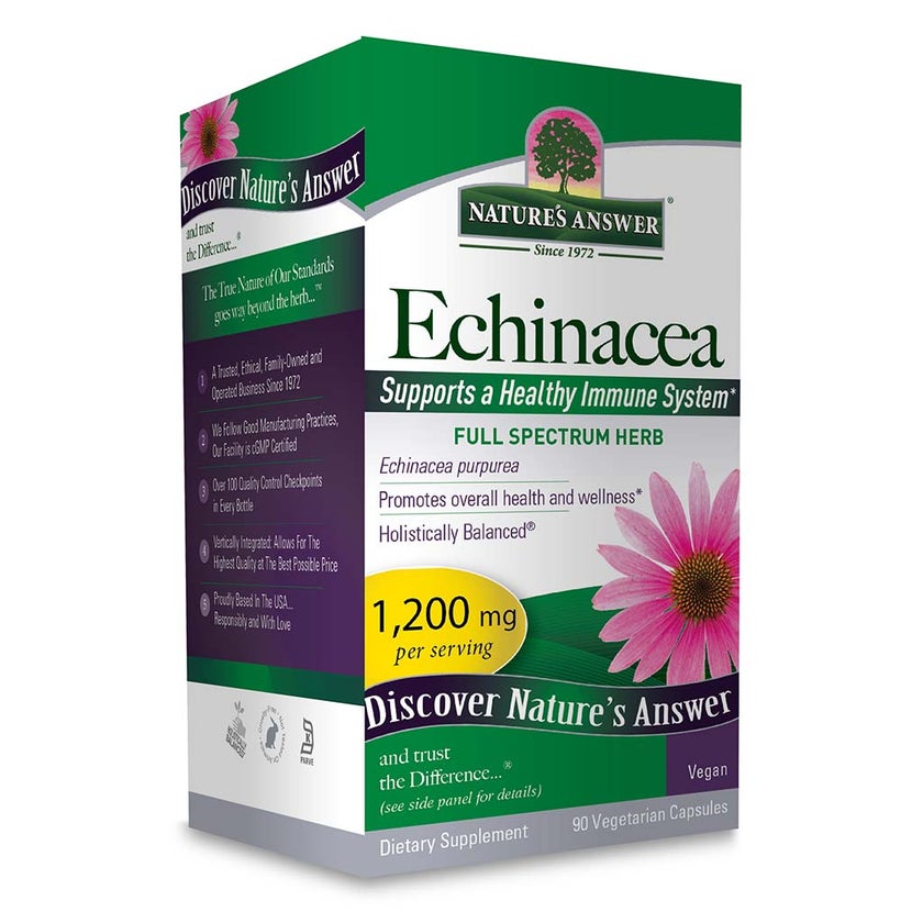 Nature's Answer Echinacea Herb 1200mg Vegan Capsules For Antioxidant & Immunity Boost, Pack of 90's