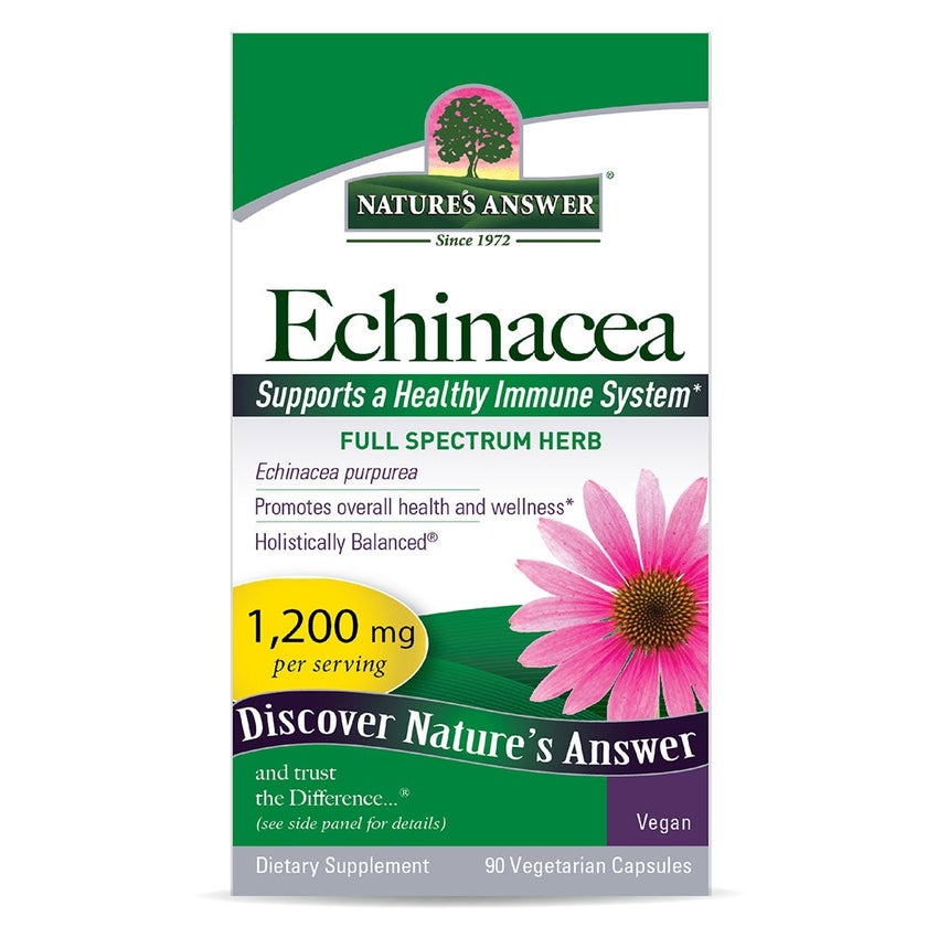 Nature's Answer Echinacea Herb 1200mg Vegan Capsules For Antioxidant & Immunity Boost, Pack of 90's