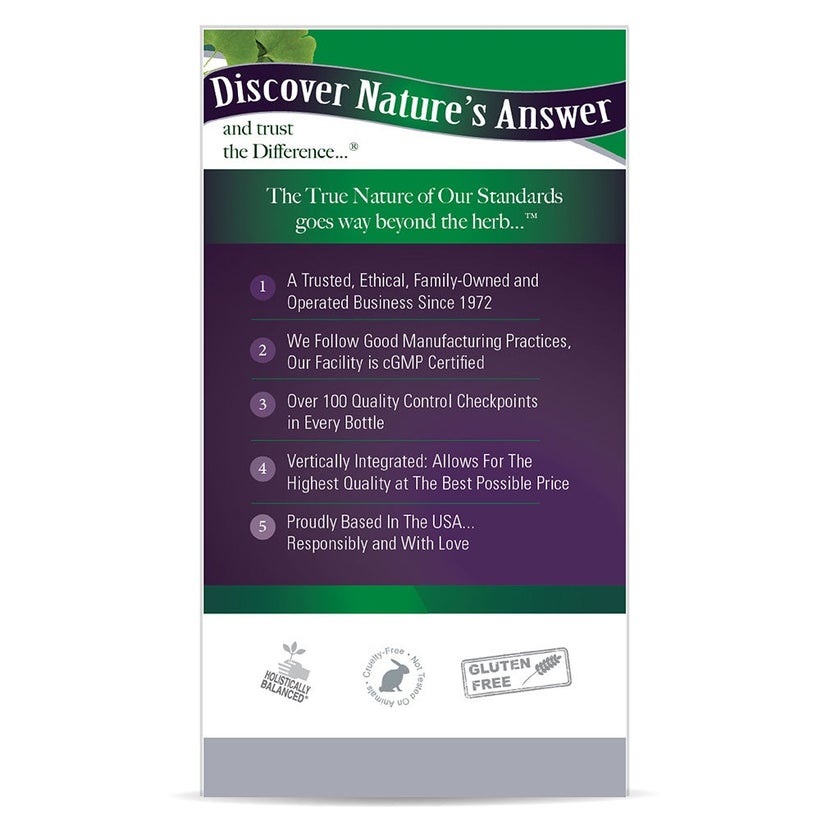 Nature's Answer Ginkgo Biloba 80mg Standardized Herbal Extract Vegan Capsules For Cognitive Support, Pack of 60's