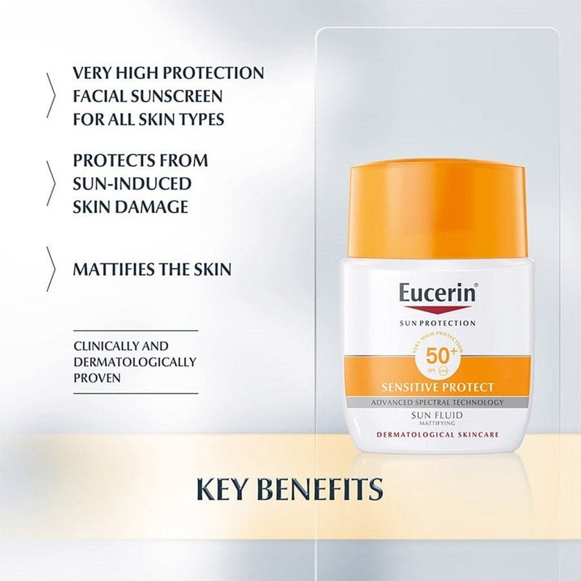 Eucerin Sun Fluid Mattifying Sensitive Protect SPF50+ 50ml 1+1 PROMO