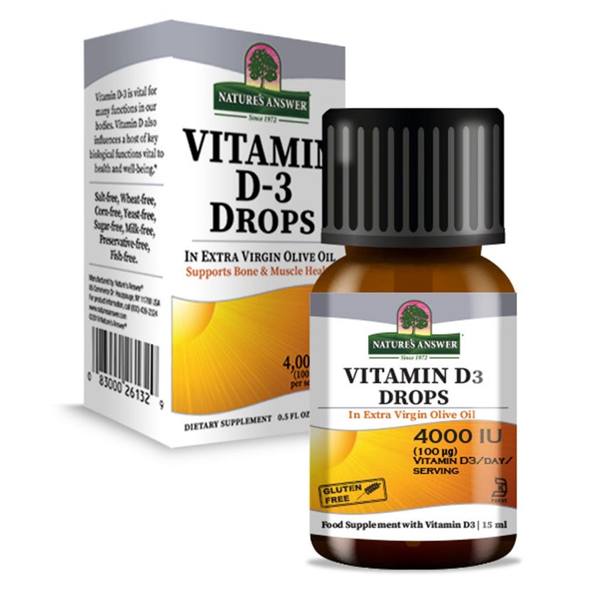 Nature's Answer Vitamin D3 4000IU Drops For Bone & Muscle Health, 15ml