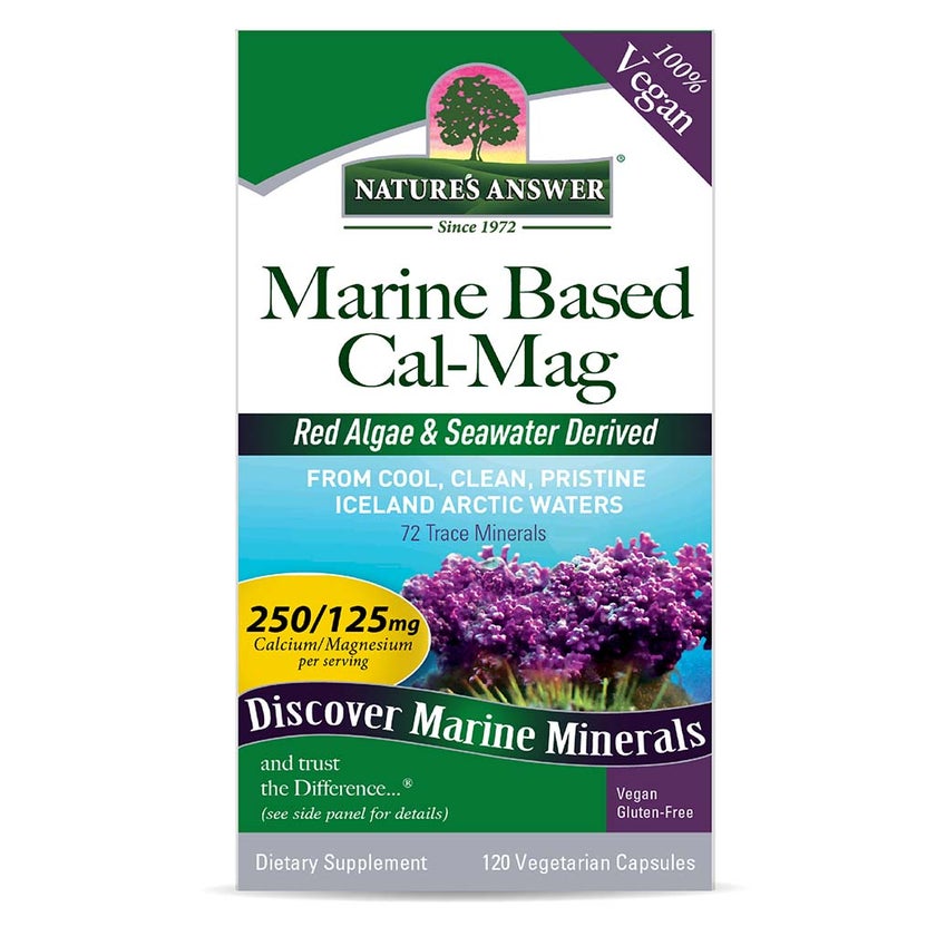 Nature's Answer Marine Based Calcium-Magnesium 250/125mg Vegan Capsules For Bone & Muscle Health, Pack of 120's