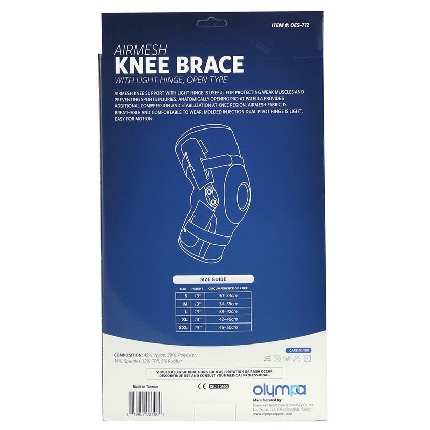 Olympa Airmesh Knee Brace Open Type Black Small OES-712