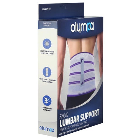 Olympa Snug Lumbar Support with 6 Stays and Massage Pad Cool Grey Extra Large OFB-511