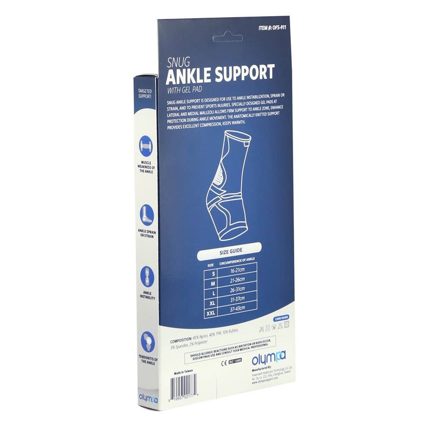 Olympa Snug Ankle Support with Gel Pad Cool Grey Small OFS-911
