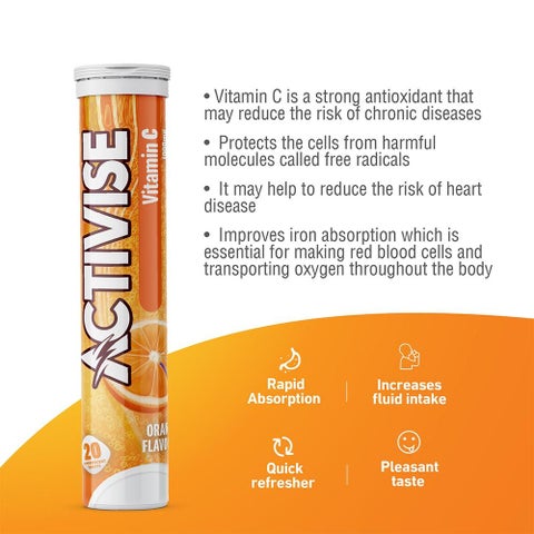 Activise Vitamin C 1000mg Effervescent Tablets, Pack of 20's