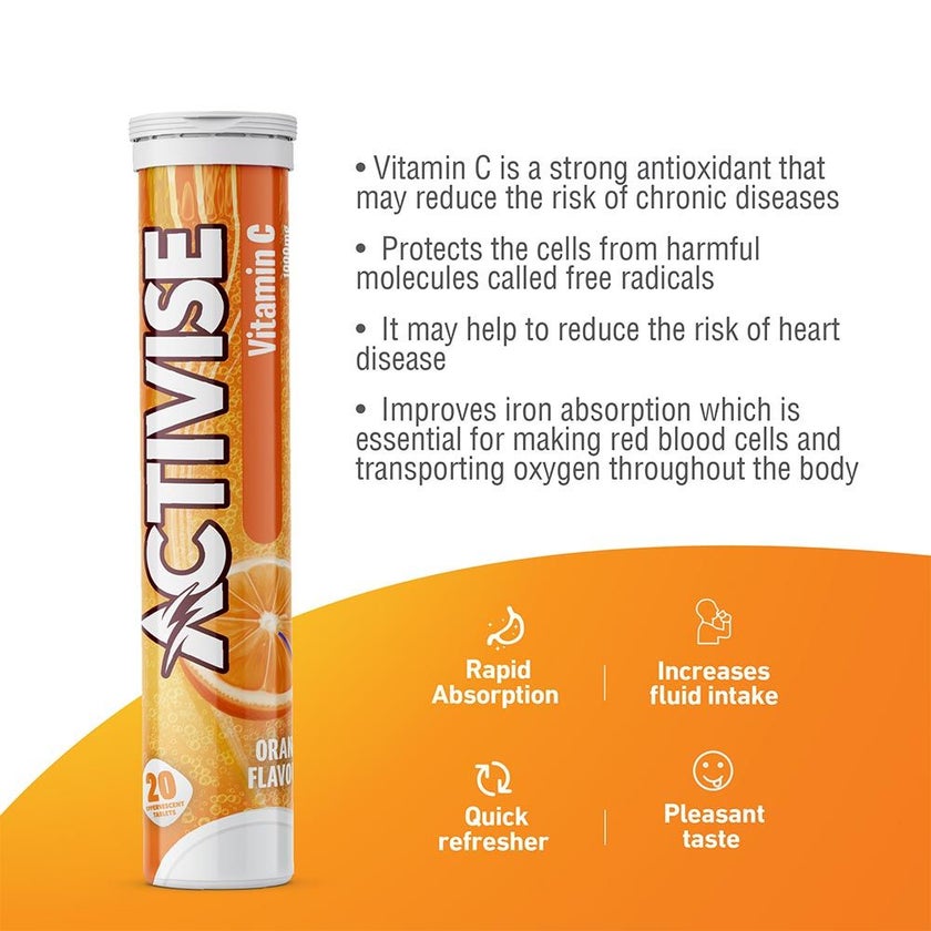 Activise Vitamin C 1000mg Effervescent Tablets, Pack of 20's