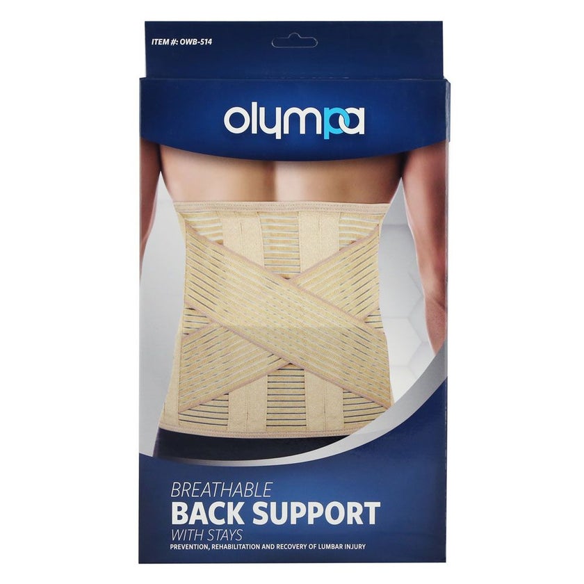 Olympa Breathable Back Support with Stays Beige Small OWB-514