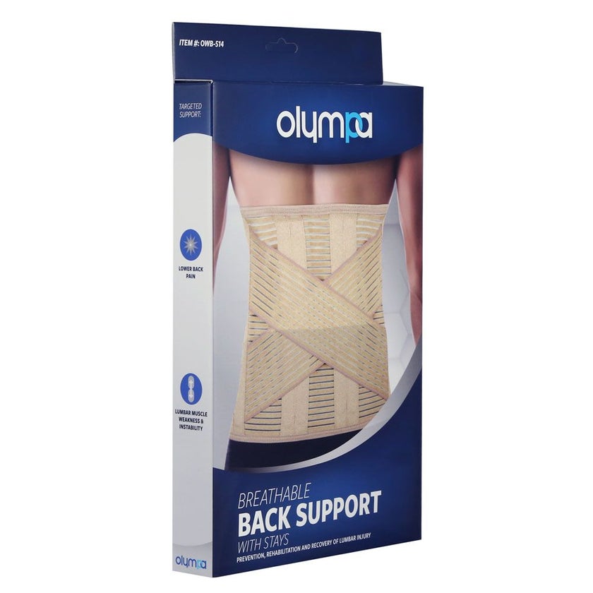 Olympa Breathable Back Support with Stays Beige Small OWB-514