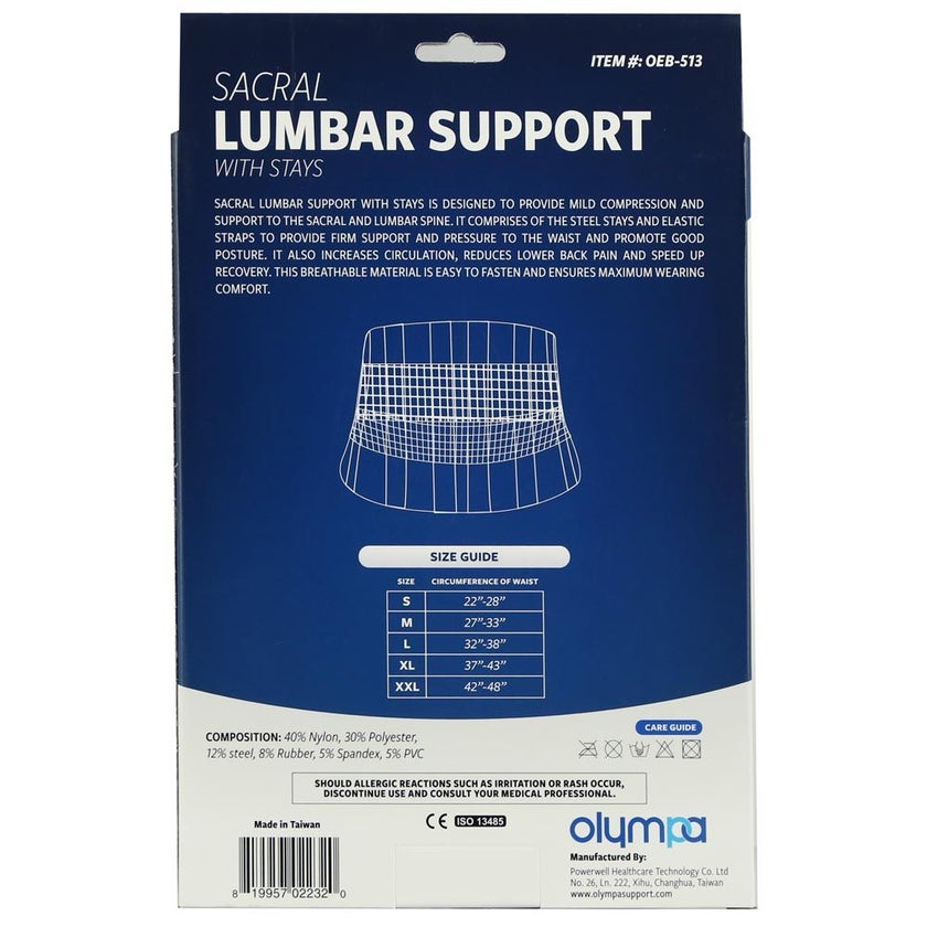 Olympa Sacral Lumbar Support with Stays Beige Large OEB-513