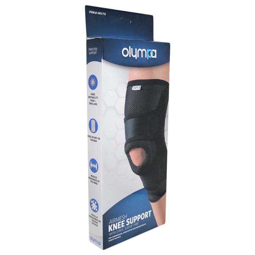 Olympa Airmesh Knee Support with Stays Sleeve Black Extra Large OES-713