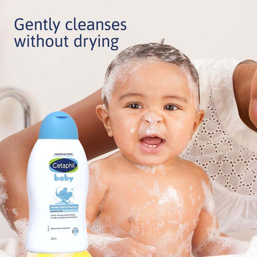 Cetaphil Baby Gentle Tear Free Wash & Shampoo For Sensitive Body And Hair, Unscented, 300ml