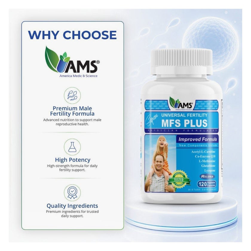 AMS MFS Plus Vegetable Capsules, Men Fertility - 120 Capsules
