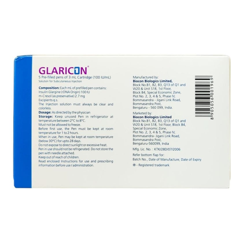 Glaricon 100IU/ml Pre-Filled Pen 3ml, Pack of 5's