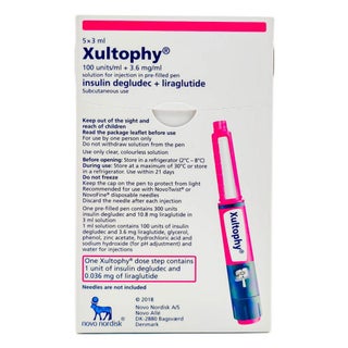 Xultophy 100IU/3.6mg Inslin Pre-Filled Pen 3ml, Pack of 5's