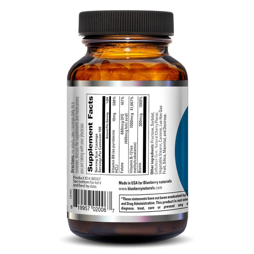 Blueberry Naturals Super B12 1000mcg Lozenges, Pack of 100's - B0067