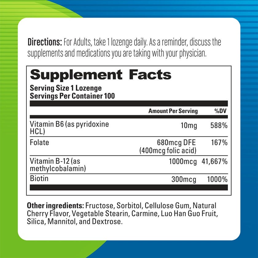 Blueberry Naturals Super B12 1000mcg Lozenges, Pack of 100's - B0067
