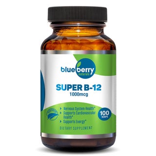 Blueberry Naturals Super B12 1000 mcg Vegetarian Capsules, Pack of 100's - B0074