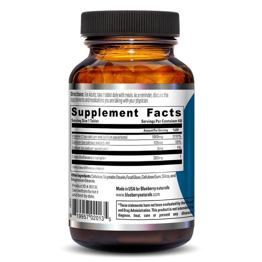 Blueberry Naturals Buffered Quick C 1000mg Tablets, Pack of 60's - B0135