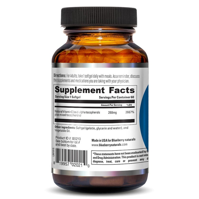 Blueberry Naturals Super E 400IU Softgels, Pack of 60's - B0210