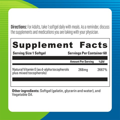 Blueberry Naturals Super E 400IU Softgels, Pack of 60's - B0210