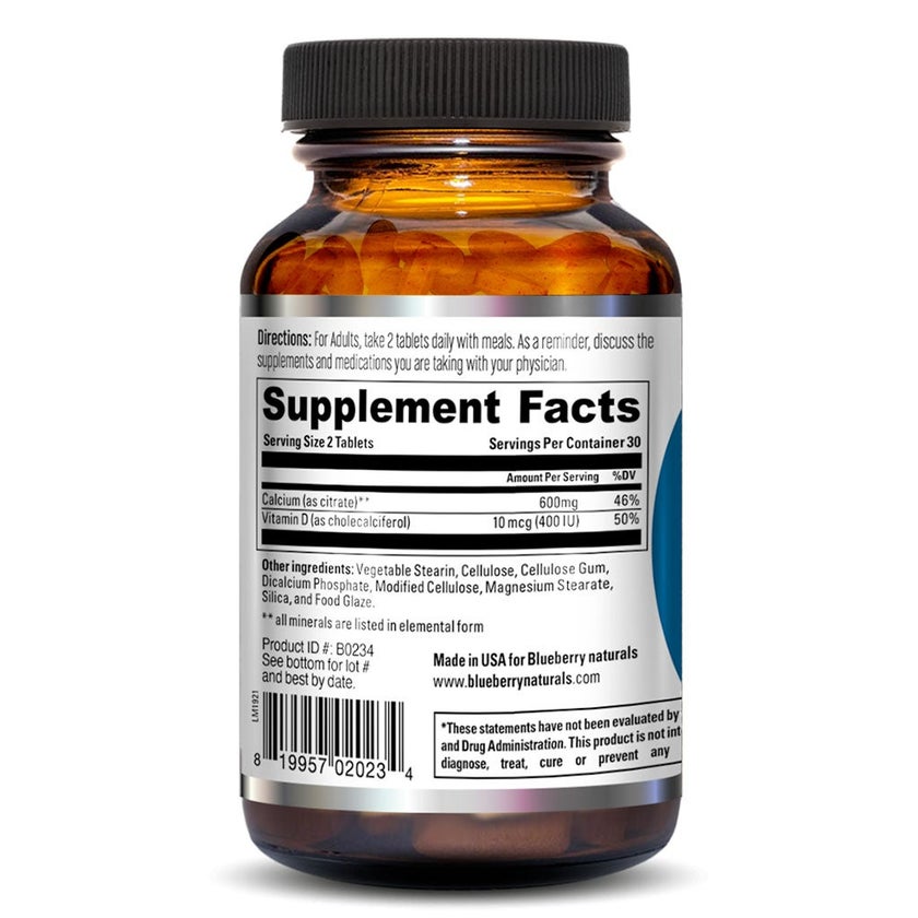 Blueberry Naturals Calcium Citrate 600mg Tablets, Pack of 60's - B0234