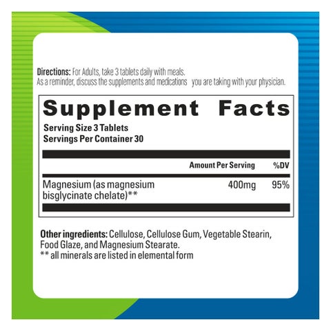 Blueberry Naturals Chelated Magnesium 400mg Tablets, Pack of 90's - B0258