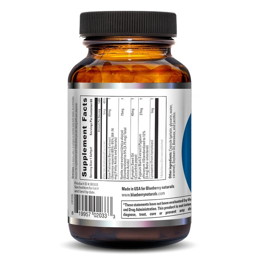 Blueberry Naturals Prostate Support Softgels, Pack of 60's - B0333