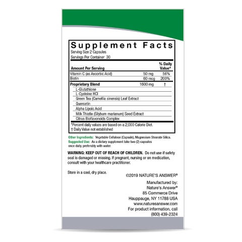 Nature's Answer DermaBrite Glutathione, Skin Brightening - 60 Veg Capsules