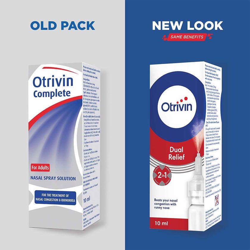 Otrivin Dual Relief Adult Nasal Spray For Nasal Congestion & Runny Nose 10ml