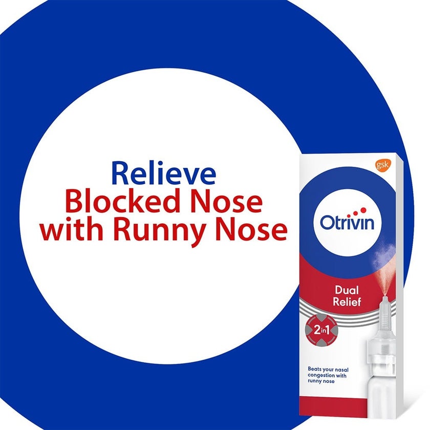 Otrivin Dual Relief Adult Nasal Spray For Nasal Congestion & Runny Nose 10ml