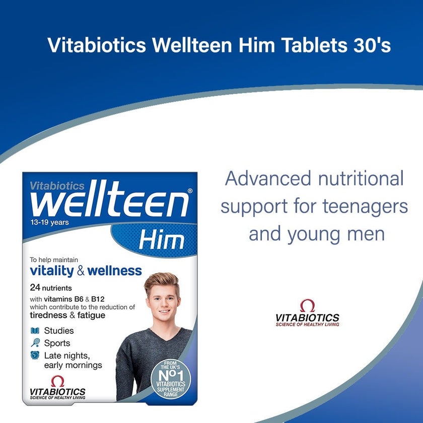 Vitabiotics Wellteen HIM Multivitamin Tablets, Pack of 30's