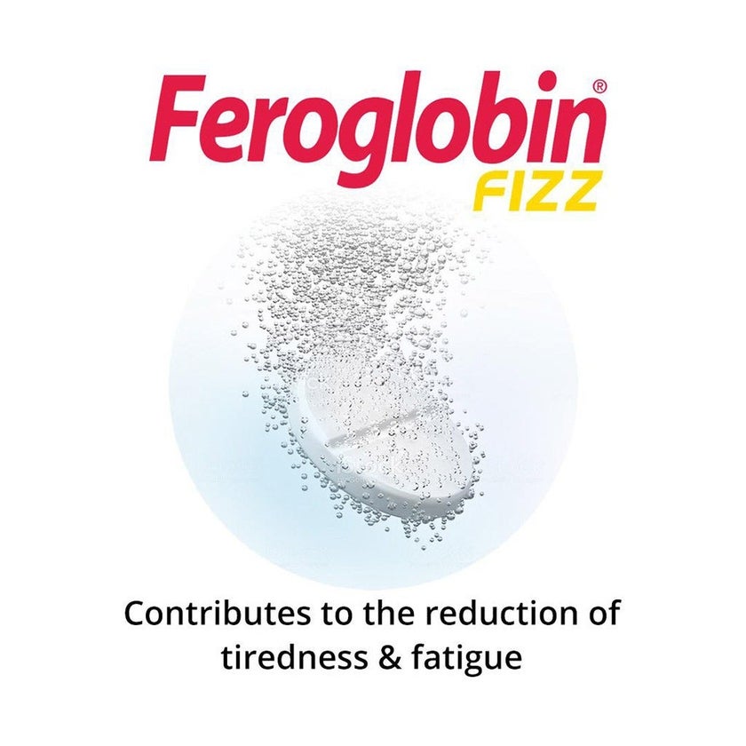 Vitabiotics Feroglobin Fizz Gentle Iron Effervescent Tablets For Energy Support, Pack of 20's