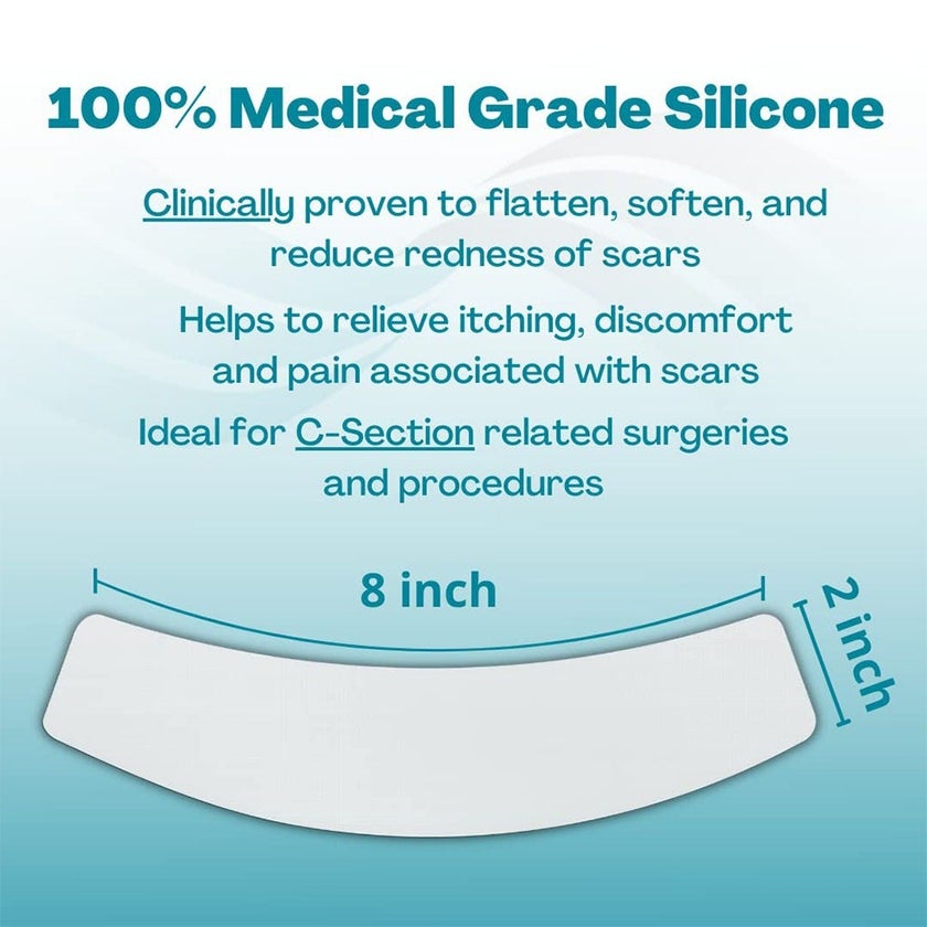 NewGel+ Advanced Medical-Grade 2" x 8" C-Section Strip For C-Section Scar Management, NG-360 Clear