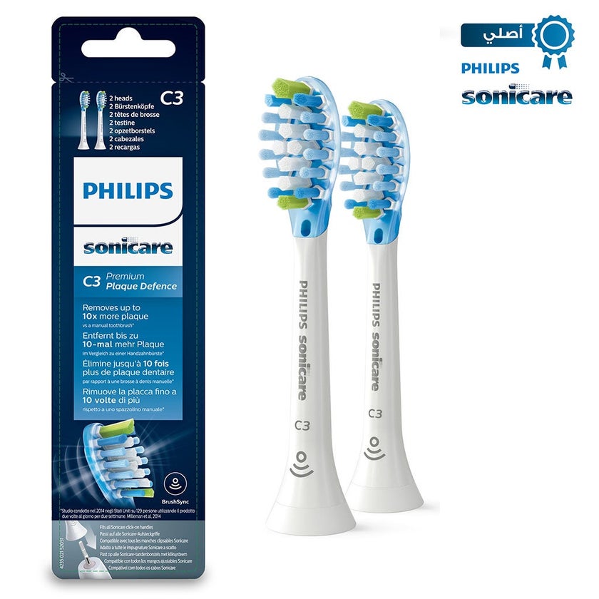 Philips Sonicare HX9042/17 C3 Premium Plaque Defense Replacement Brush Head, Pack of 2's