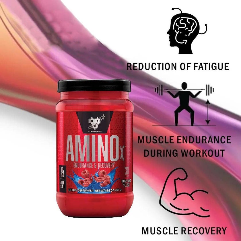 BSN AMINOx Powder With BCAAs For Endurance And Recovery, Blue Raz 435g