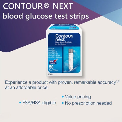 Ascensia Contour Next Blood Glucose Test Strips, Pack of 50's