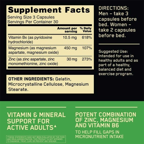 Optimum nutrition ZMA Capsules, Pack of 90's