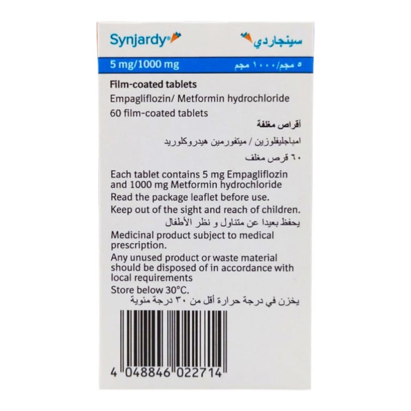 Synjardy 5mg/1000mg Tablets, Pack of 60's