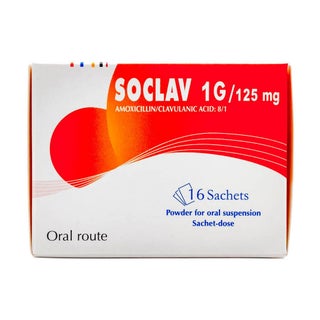 Soclav 1000mg/125mg Powder For Oral Suspension Sachets, Pack of 16’s 